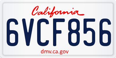 CA license plate 6VCF856