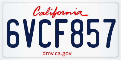 CA license plate 6VCF857