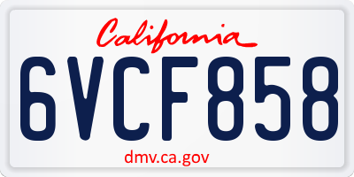 CA license plate 6VCF858