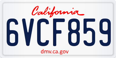 CA license plate 6VCF859