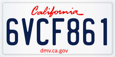 CA license plate 6VCF861