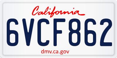 CA license plate 6VCF862
