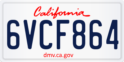 CA license plate 6VCF864