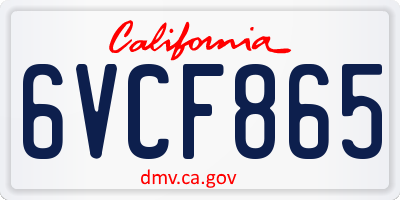 CA license plate 6VCF865
