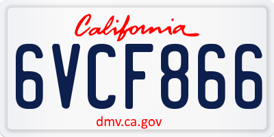 CA license plate 6VCF866