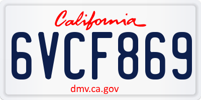 CA license plate 6VCF869