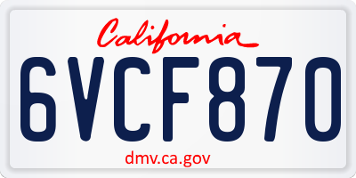 CA license plate 6VCF870