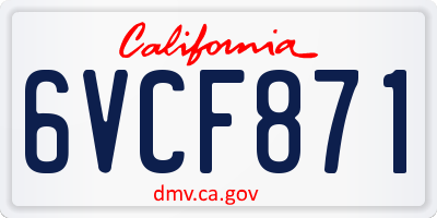 CA license plate 6VCF871