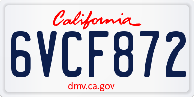 CA license plate 6VCF872