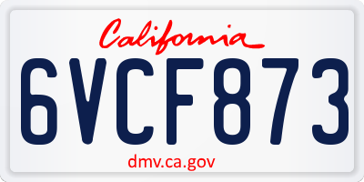 CA license plate 6VCF873