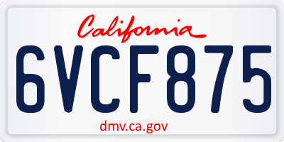 CA license plate 6VCF875