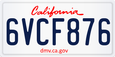 CA license plate 6VCF876