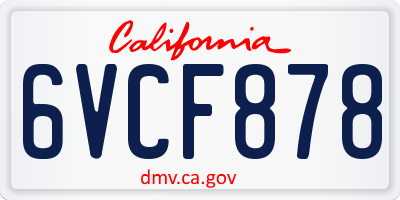 CA license plate 6VCF878