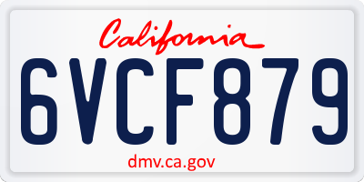 CA license plate 6VCF879