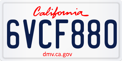 CA license plate 6VCF880