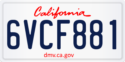 CA license plate 6VCF881