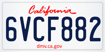 CA license plate 6VCF882