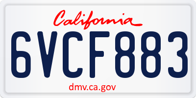 CA license plate 6VCF883
