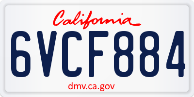 CA license plate 6VCF884