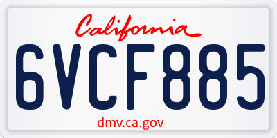 CA license plate 6VCF885
