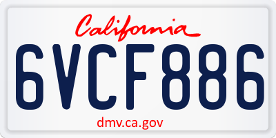 CA license plate 6VCF886