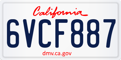 CA license plate 6VCF887