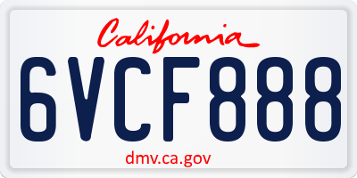 CA license plate 6VCF888