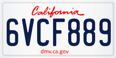CA license plate 6VCF889
