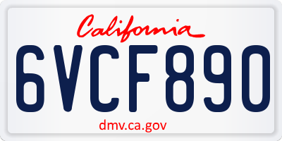 CA license plate 6VCF890