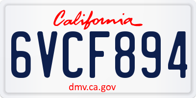 CA license plate 6VCF894