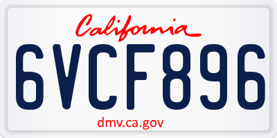 CA license plate 6VCF896