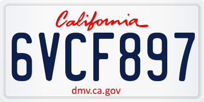 CA license plate 6VCF897