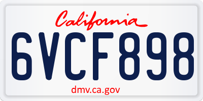 CA license plate 6VCF898