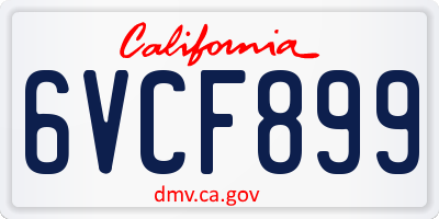 CA license plate 6VCF899