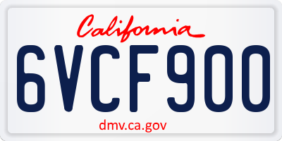 CA license plate 6VCF900