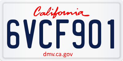CA license plate 6VCF901