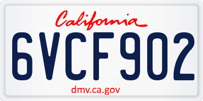 CA license plate 6VCF902