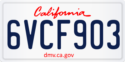 CA license plate 6VCF903