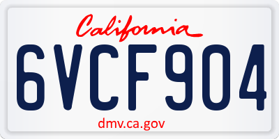 CA license plate 6VCF904