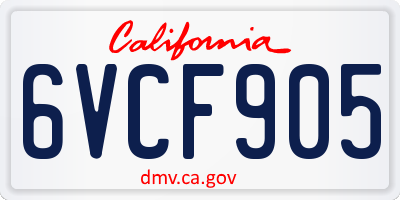 CA license plate 6VCF905