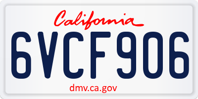 CA license plate 6VCF906