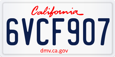 CA license plate 6VCF907
