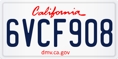 CA license plate 6VCF908