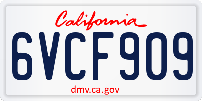 CA license plate 6VCF909