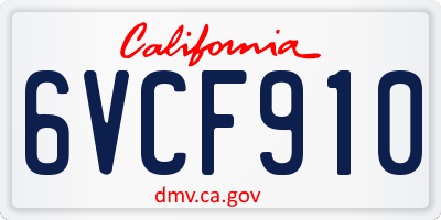 CA license plate 6VCF910