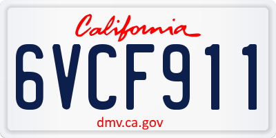 CA license plate 6VCF911