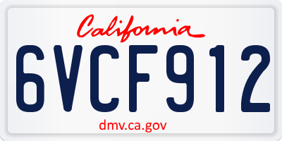 CA license plate 6VCF912