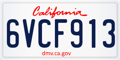 CA license plate 6VCF913