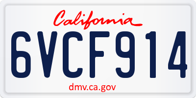CA license plate 6VCF914