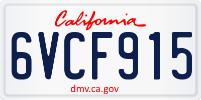 CA license plate 6VCF915
